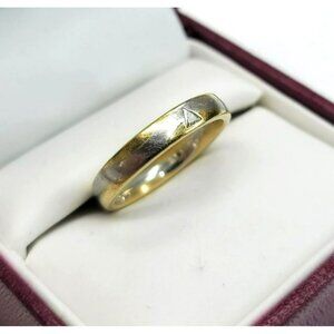 18k Yellow Gold and 950 White Platinum Wave Ring with Triangle Diamond CT3